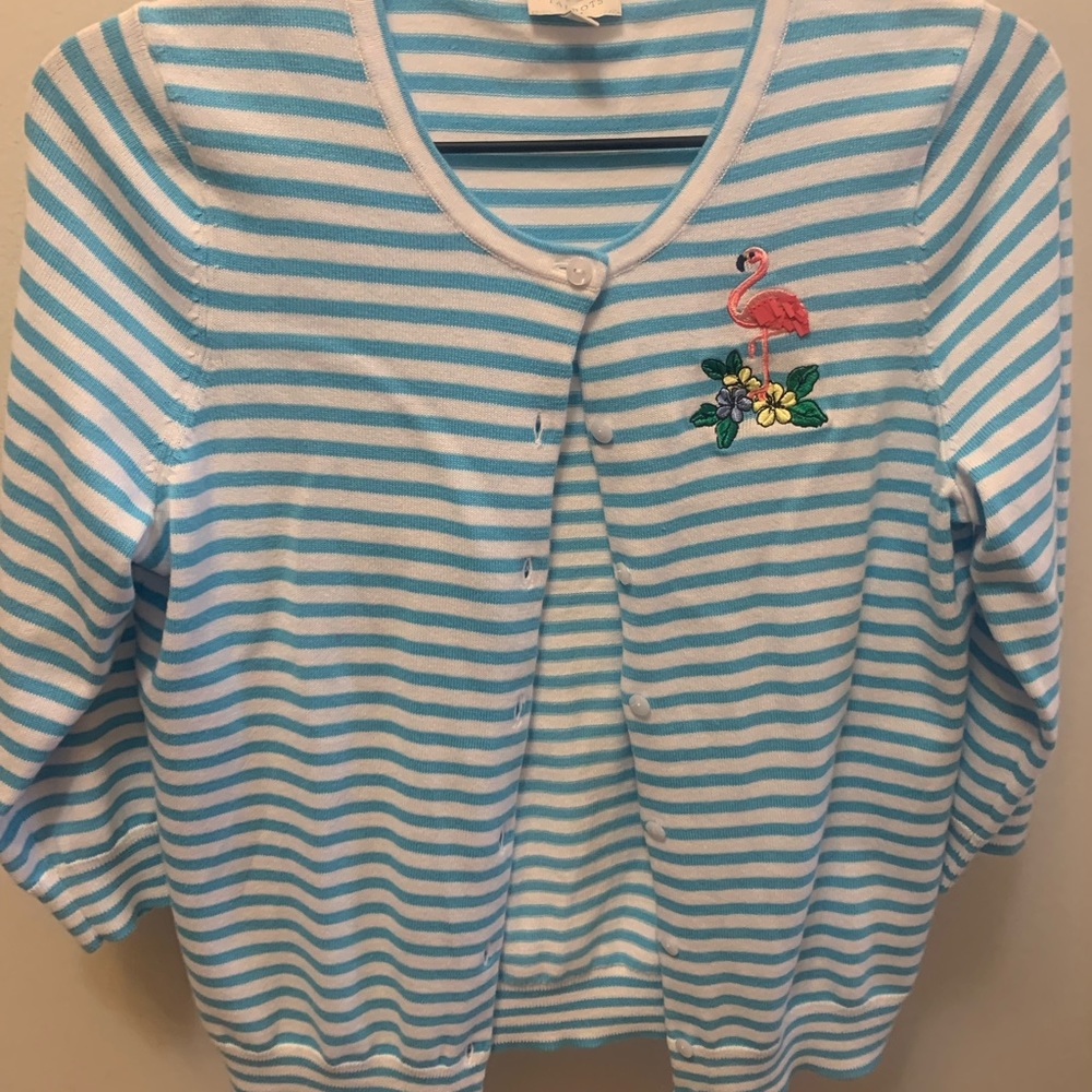 Talbots Pink Flamingo cardigan